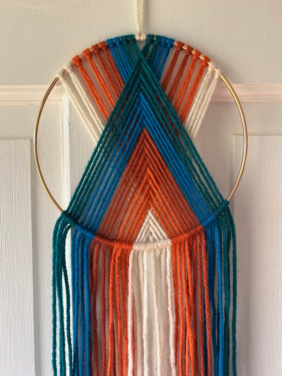 Sunset Teal and Burnt Orange Macrame Wall Hanging Etsy
