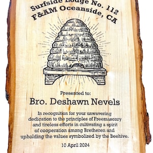 Masonic Award Plaque