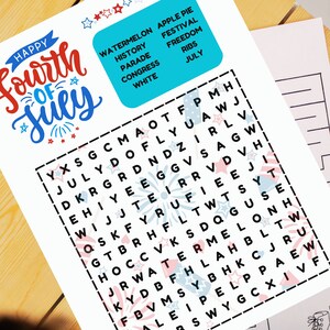 Fourth of July Word Search, 4th of July Word Search, Printable Fourth of July Games for Kids, Printable Fourth of July Word Search for Kids