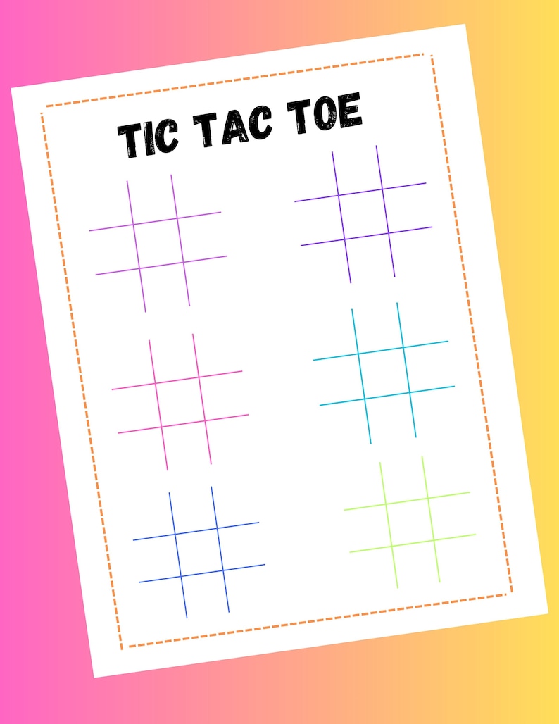 Tic Tac Toe Game for Kids, Printable Tic Tac Toe Worksheet Etsy