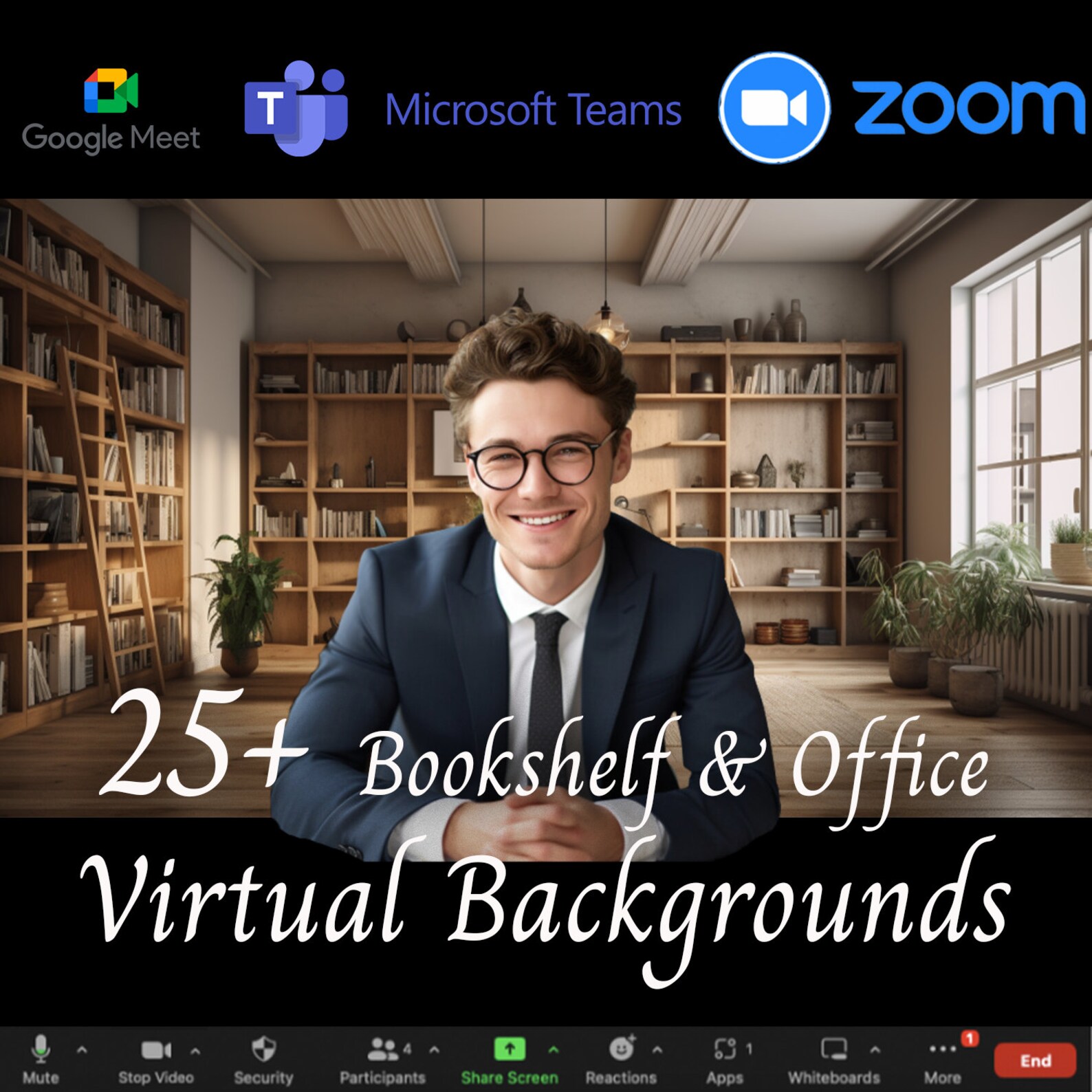 Zoom Background Virtual Bookshelf Zoom Office Background Zoom Bookshelf
