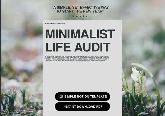 Life Audit Workbook |  Notion Template + Instant Download PDF | Goal Setting | Journal Worksheets