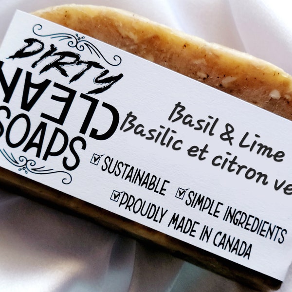 Basil & Lime Soap | Large Bar | 150g/5.3oz | Dirty Clean Soaps