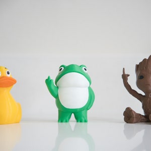 3D Printed Middle Finger Figurine Bundle: Frog, Groot, Duck
