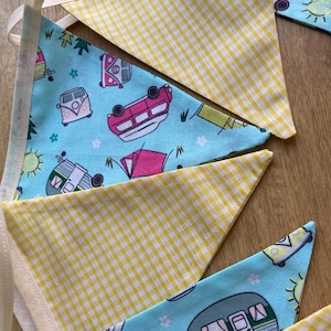Bunting caravan camping camper themed 3m long 100% cotton reusable double sided hanging garland