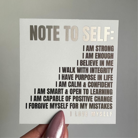 Note To Self: Daily Affirmations Matte Mirror Waterproof Sticker