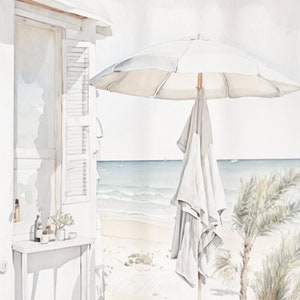 Strand Ansichten Gemälde | Weiche Aquarell Art Print, Neutral Küsten Wandkunst, digital herunterladbare, DRUCKBAR, Küsten Dekor, Instant Download