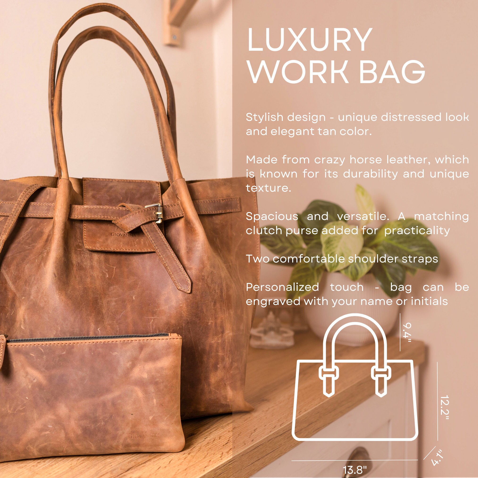 Tan work bag sale