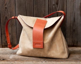 Leather bag, Spring-Summer bag for women, Aesthetic genuine leather purse, Everyday stylish bag, Shoulder handbag, Handmade