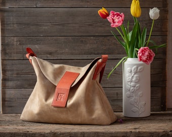 Large leather bag, Spring-Summer bag for women, Aesthetic genuine leather purse, Everyday stylish bag, Shoulder handbag,  Large size