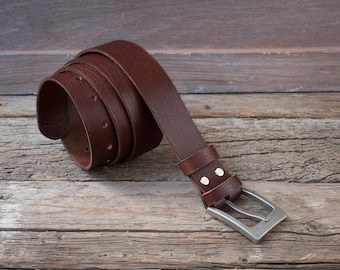 Genuine Leather Belt for Men, Personalized Brown, Soft Full Grain Leather Casual Belt, 41 to 51 in, Gift for him, Luxury Present from Wife