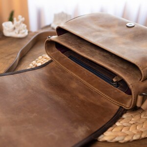 Leather Shoulder Bag, Crossbody Bag, Taupe Leather Handbag