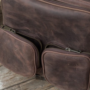 Mens Leather Backpack, Cowhide Laptop Bag, Genuine Leather, College Backpack, Rucksack for Men, Distressed Leather, Vintage Brown Backpack image 7