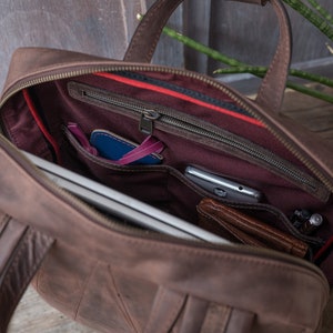 Mens Leather Backpack, Cowhide Laptop Bag, Genuine Leather, College Backpack, Rucksack for Men, Distressed Leather, Vintage Brown Backpack image 5