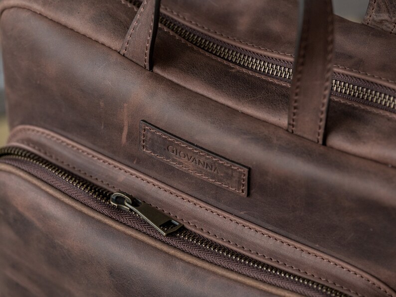 Mens Leather Backpack, Cowhide Laptop Bag, Genuine Leather, College Backpack, Rucksack for Men, Distressed Leather, Vintage Brown Backpack image 6