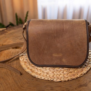 Leather Shoulder Bag, Crossbody Bag, Taupe Leather Handbag