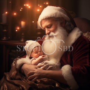 Christmas Santa Newborn Digital Backdrop (Digital Download)