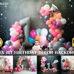 30x sfondo per il 1° compleanno, fondali di compleanno, arte digitale, digitale per neonati, sfondo per palloncini, primo compleanno, decorazioni per feste, decorazioni per la casa
