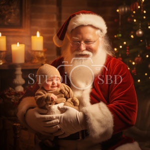 Santa Claus Newborn Christmas Digital Backdrop (PNG)