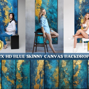 Blue Gold Canvas Texture Digital Backdrop: 12x HD Photography Overlays (PNG)