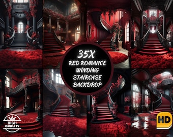 Staircase Romance Photography Backdrops: Fine Art Textures (35x HD JPEG Digital Download)
