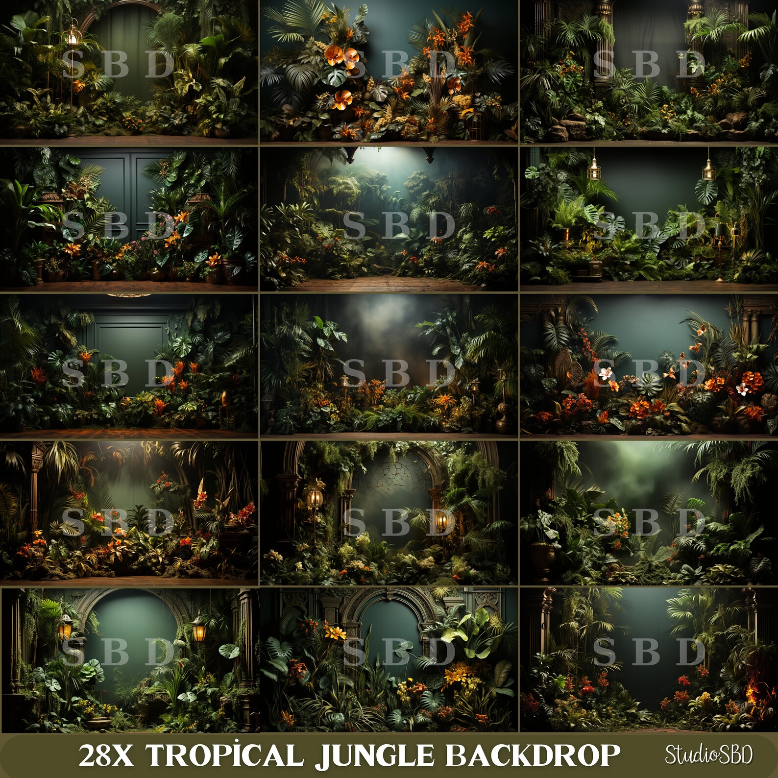 Tropical Jungle Backdrop: 28x Fine Art Photography Overlays (PNG) - Etsy