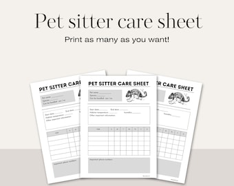 Chameleon pet sitter care sheet, digital download, reptile tracker, US letter size, Sunday start