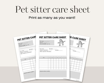 Bearded dragon pet sitter care sheet, digital download, reptile tracker, US letter size, Sunday start