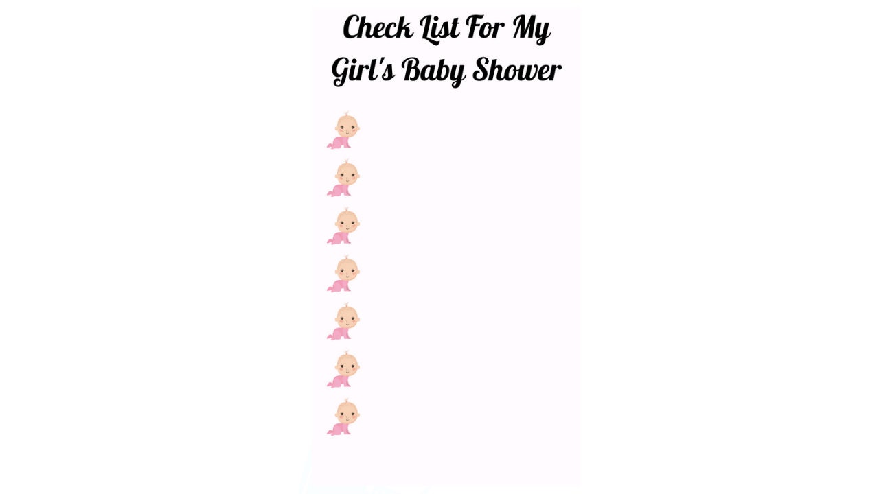 Check List for Baby Shower Etsy