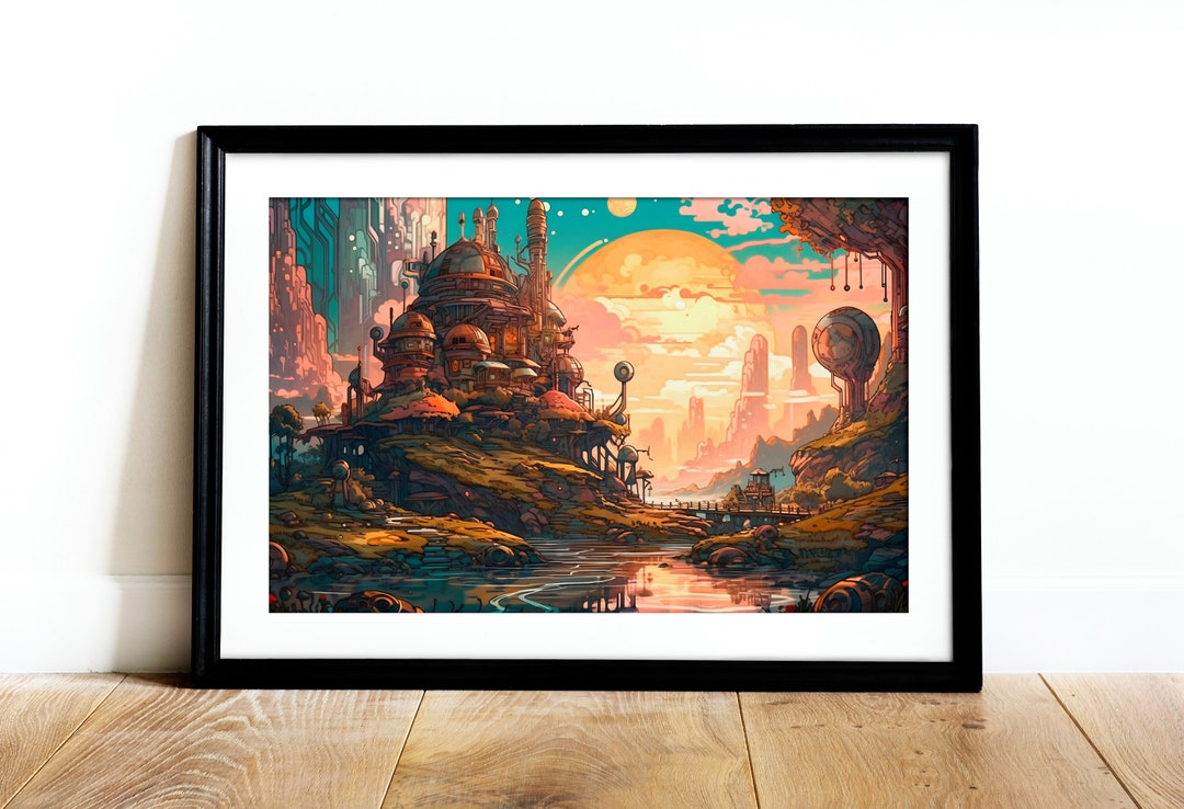 Digital Download Forest Solarpunk City Aesthetic Wall Art 