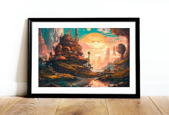 Digital Art Print | Beautiful Solarpunk City Environment |  Landscape/Horizontal | Printable Digital Download | Wall Art | Decor &  Background