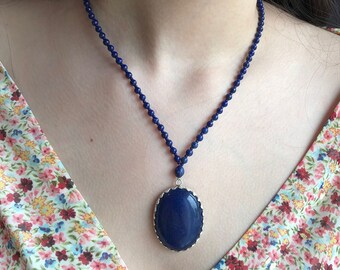 lapis lazuli pendant - stone necklace - handmade necklace