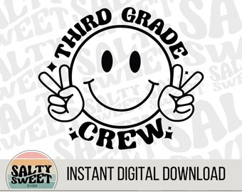 Third Grade Crew SVG - Digital Download, Back to School, Classroom Decor, Teacher Gift