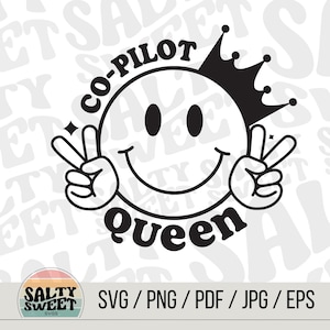 Co-piloto Rainha SVG | Smiley engraçado da coroa da esposa do piloto | Presente de aviação • Download digital Cricut e Silhouette