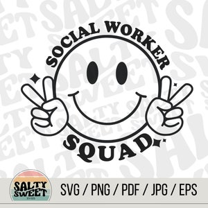 Esquadrão de assistente social SVG com carinha sorridente | Download Digital