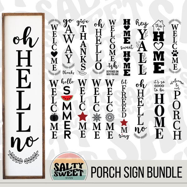Porch Welcome Signs SVG Bundle - Customizable Home Decor, Summer Porch Sign, Dog Welcome Sign, Funny Porch Leaners, Go Away