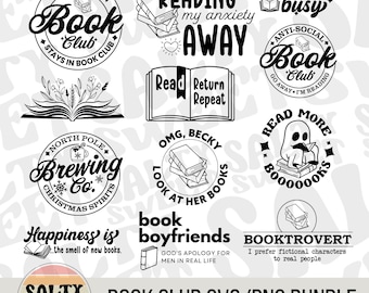 Book Lover SVG Bundle | Book Club Quotes (Digital Download)
