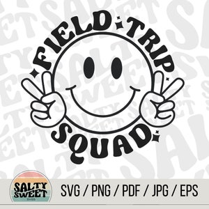 Field Trip Squad SVG | Schoolexcursie gesneden bestand | Educatief silhouet | Reisclipart | Direct downloaden