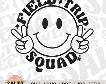 Escouade sur le terrain SVG | Fichier découpé pour excursions scolaires | Silhouette éducative | Clipart voyage | Téléchargement instantané