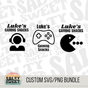 Personalisierte Gaming Snacks SVG Bundle | Benutzerdefinierte Gamer Dekor | Digitaler Download
