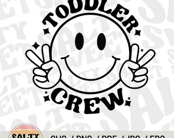 Toddler Crew SVG – Smiley Face Peace Sign Clipart (Digital Download)