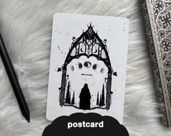 Vykort med magisk valvgång | Mörk fantasi-tatueringskonst | Gotisk alternativ design | Häxigt presentkort