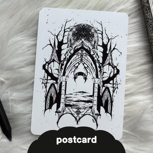 Moon Archway Postcard | Magical Gothic Tattoo Art | Dark Fantasy Gift Card | Alternative Illustration