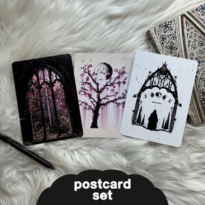 Set di 3 cartoline Spada magica Goth Fantasy Moon Art Gift Card kalihaart