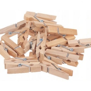 20 x Mini Wäscheklammern Holz natur