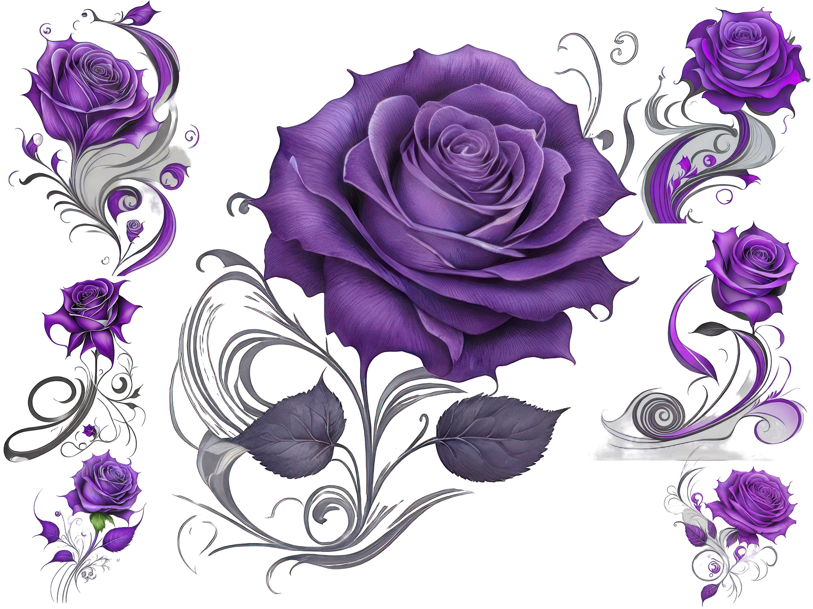 Watercolour Purple Roses Clipart Cute Purple Roses Png - Etsy