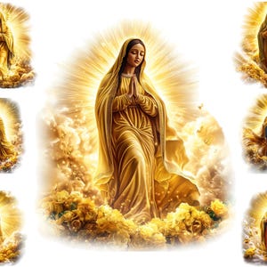 7 Clip Art della Vergine Maria, Nostra Signora di Guadalupe, Download digitale, PNG cristiano, Creazione di biglietti, Uso commerciale