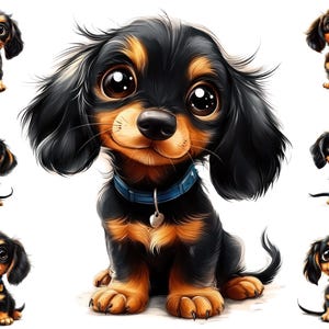 7 Watercolour Dachshund Dogs Clipart, Funny Dogs Png, Cute Dachshund Puppy,  Commercial Use. Puppy Sublimation  Portrait