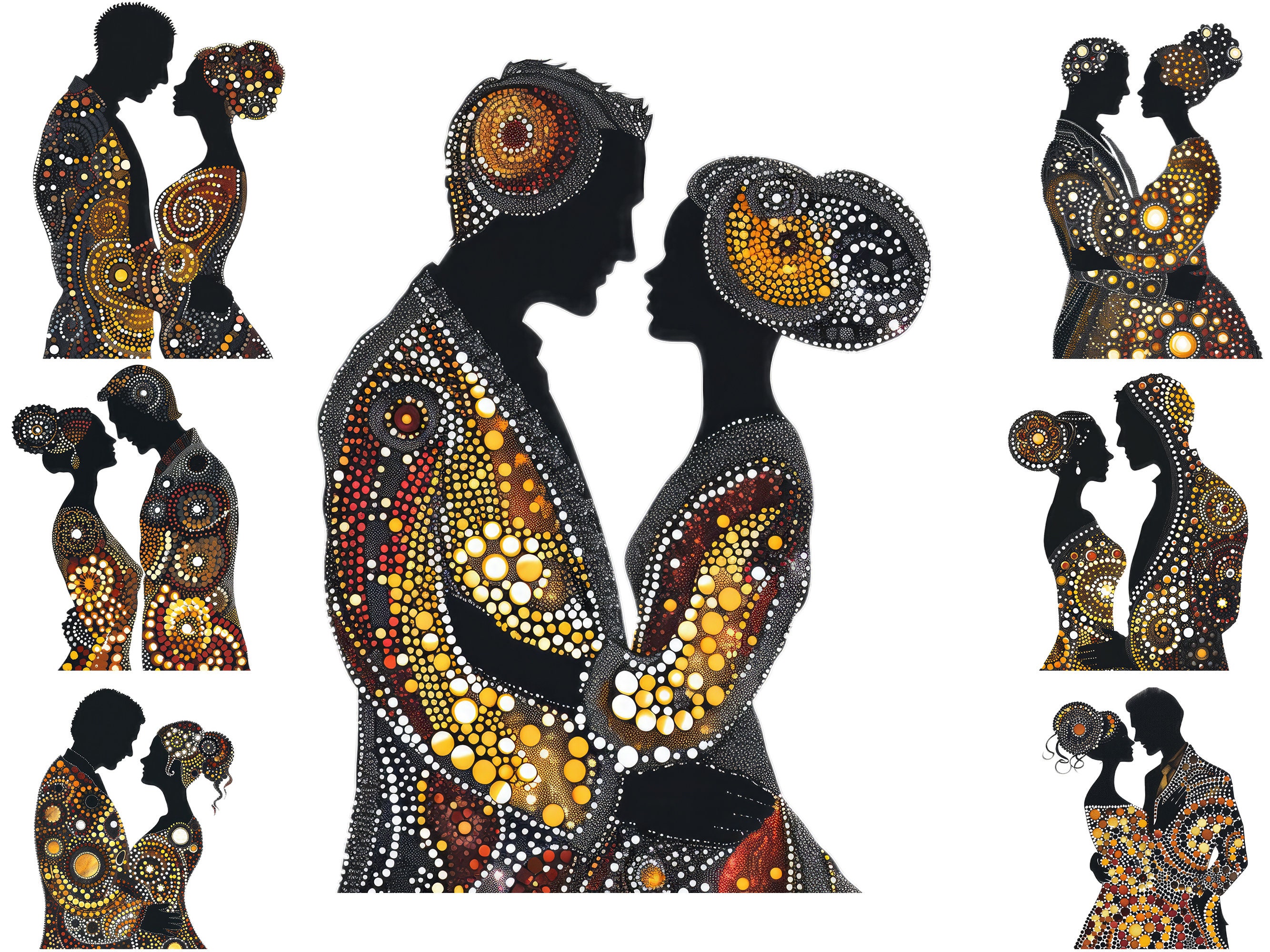 Romantic Black Couple Clipart. African American Couple Png, Love ...