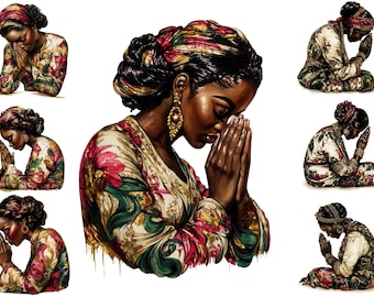 Akwarela Czarna Kobieta Modląca Się, Afroamerykańska Kobieta Modląca Się Clipart, Medytacja Png, Religijne Clipart, Chrześcijańskie Clipart